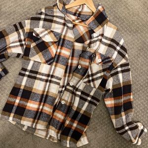 Oversized flannel shacket